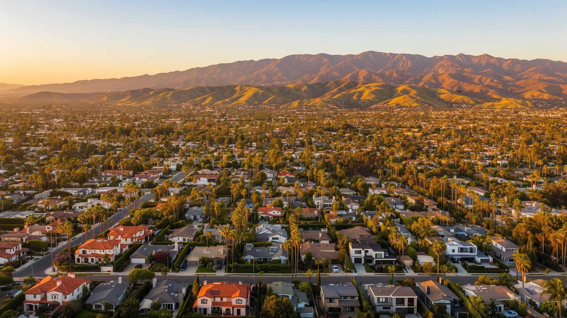 Luxury West Valley Los Angeles home at golden hour